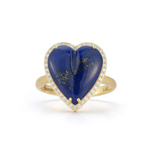 Alana Large Semiprecious Heart Ring with Diamonds