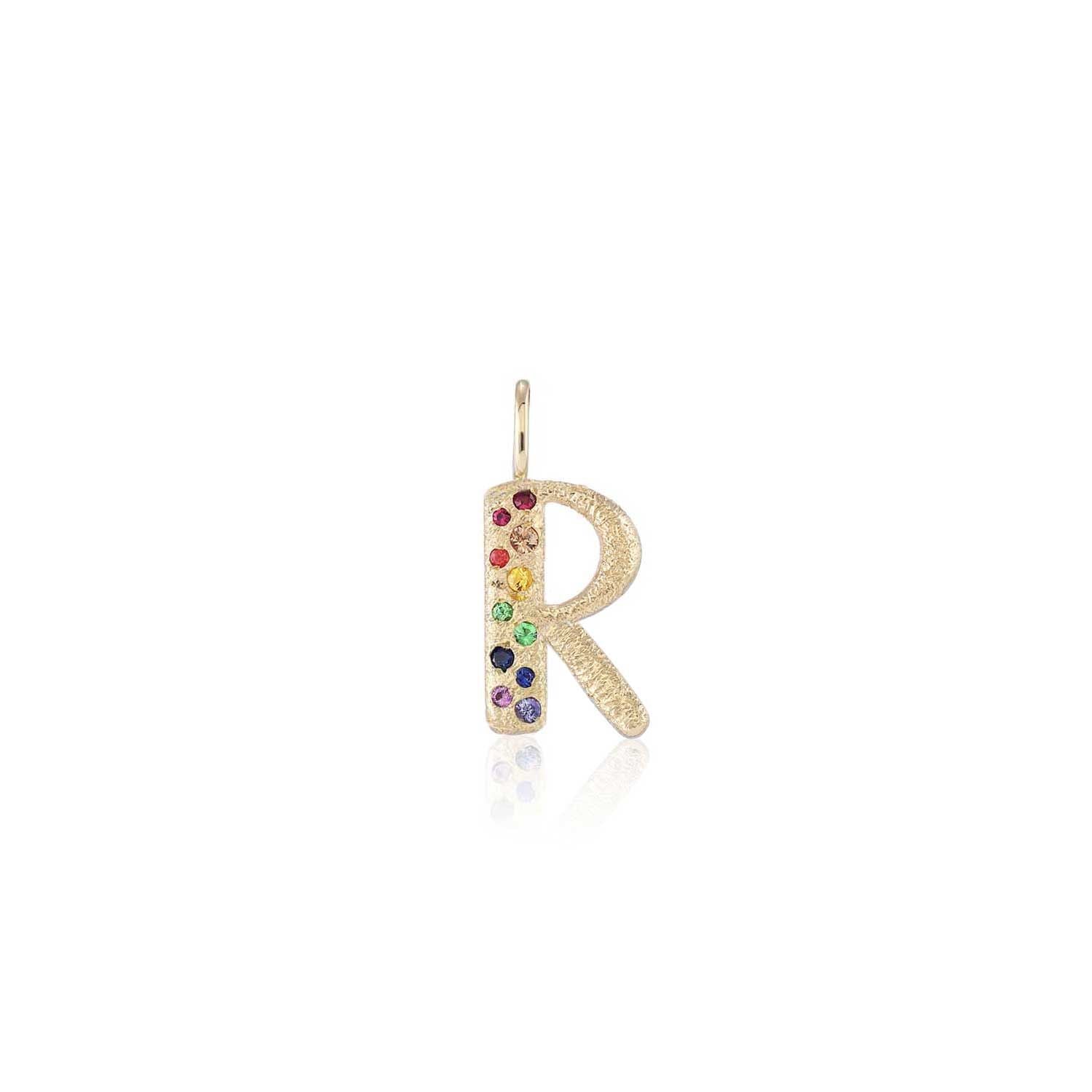 Puffy Gemstone Letter Charm