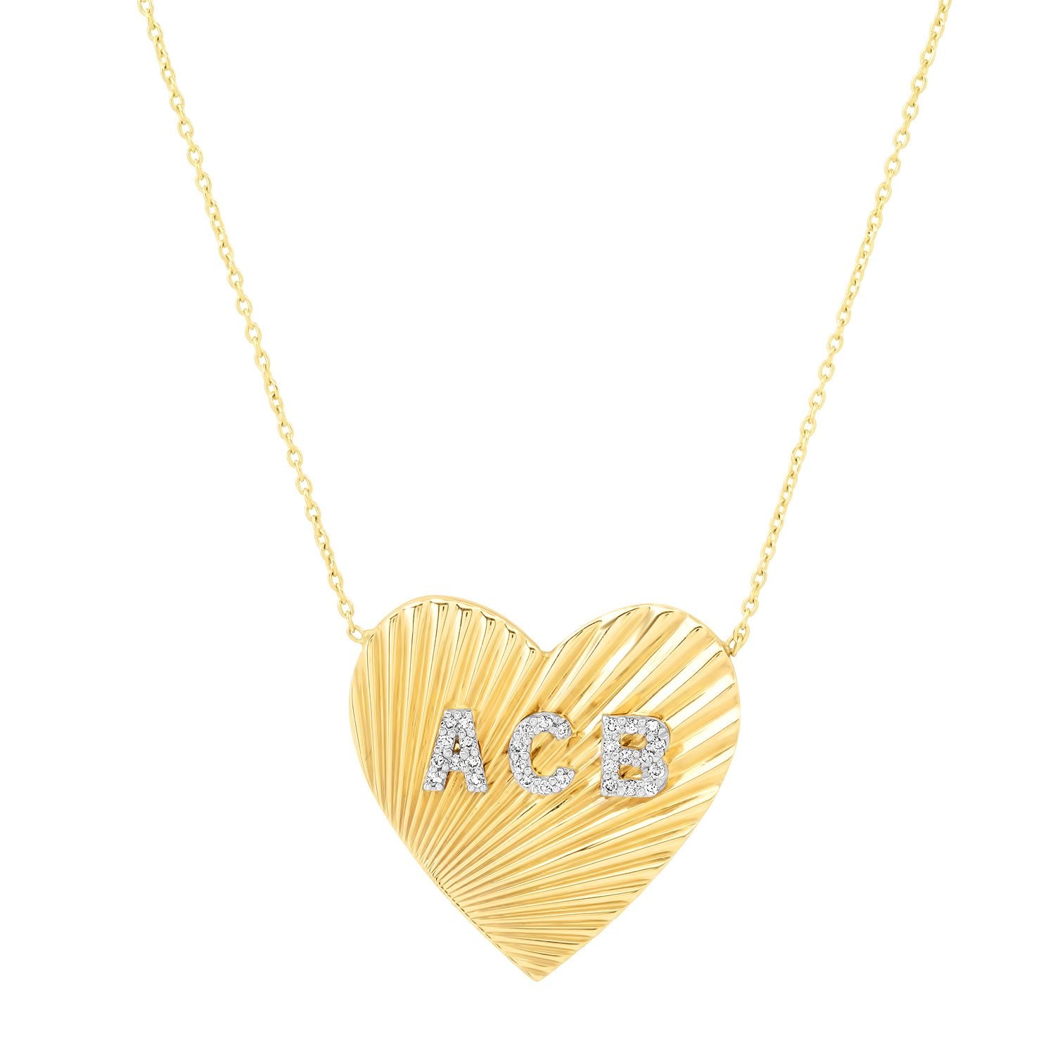 The Love Large Fluted Heart Pendant Necklace
