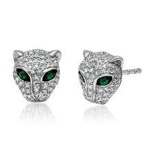 Diamond and Emerald Panther Stud Earrings