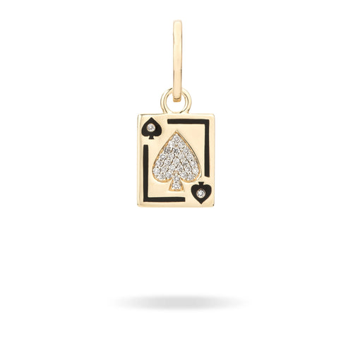 Make Your Move Pave Diamond & Ceramic Playing Card Charm