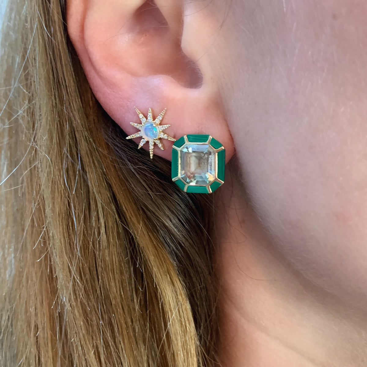 Opal & Diamond Super Starburst Earrings