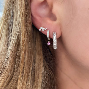 Mini White Diamond Party Hoop Earrings
