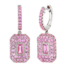 Light Pink Sapphire Baguette Diamond Drop Earrings
