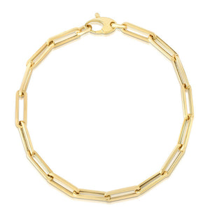 Essential Medium Paperclip Link Drawn Gold Cable Chain Bracelet (hollow)