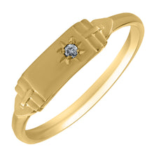 Hand Engraved Single Diamond Plaque Ring