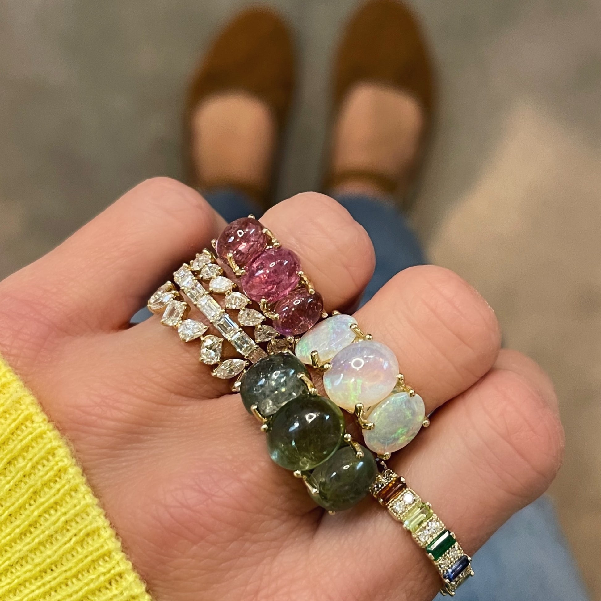 One of a Kind Jumbo Gumdrop Three Stone Cabochon Ring