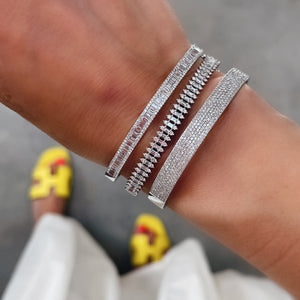 Baguette Diamond Lace Bangle Bracelet