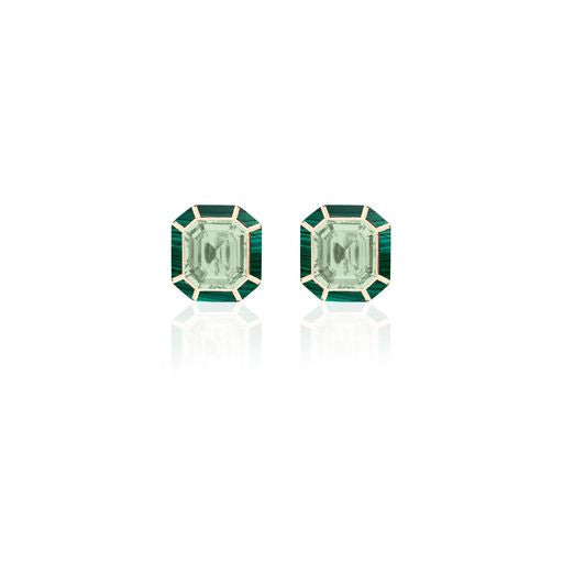Melange Emerald Cut Statement Stud Earrings