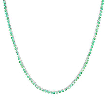 Skinny Three Prong Emerald Tennis Necklace