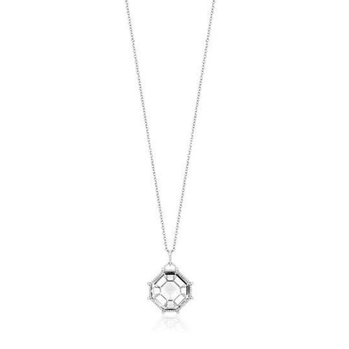Gossip Rock Crystal Octagon Pendant Necklace with Diamonds