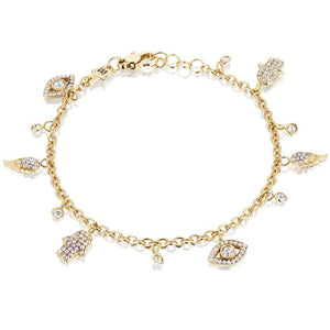 netali nissim yellow gold diamond charm bracelet