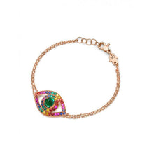 Rainbow Sapphire Evil Eye Bracelet