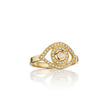 netali nissim yellow gold petite diamond evil eye ring