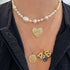 The Love Large Fluted Heart Diamond Initial Pendant Necklace