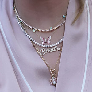 Pretty in Pink Sapphire Tennis Necklace