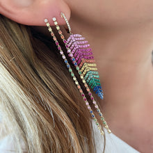 Rainbow Sapphire Tennis Drop Earrings