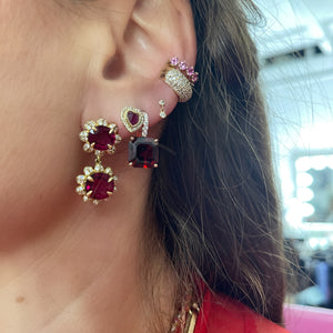 Bella Gemstone Heart Stud Earrings with Diamond Frame