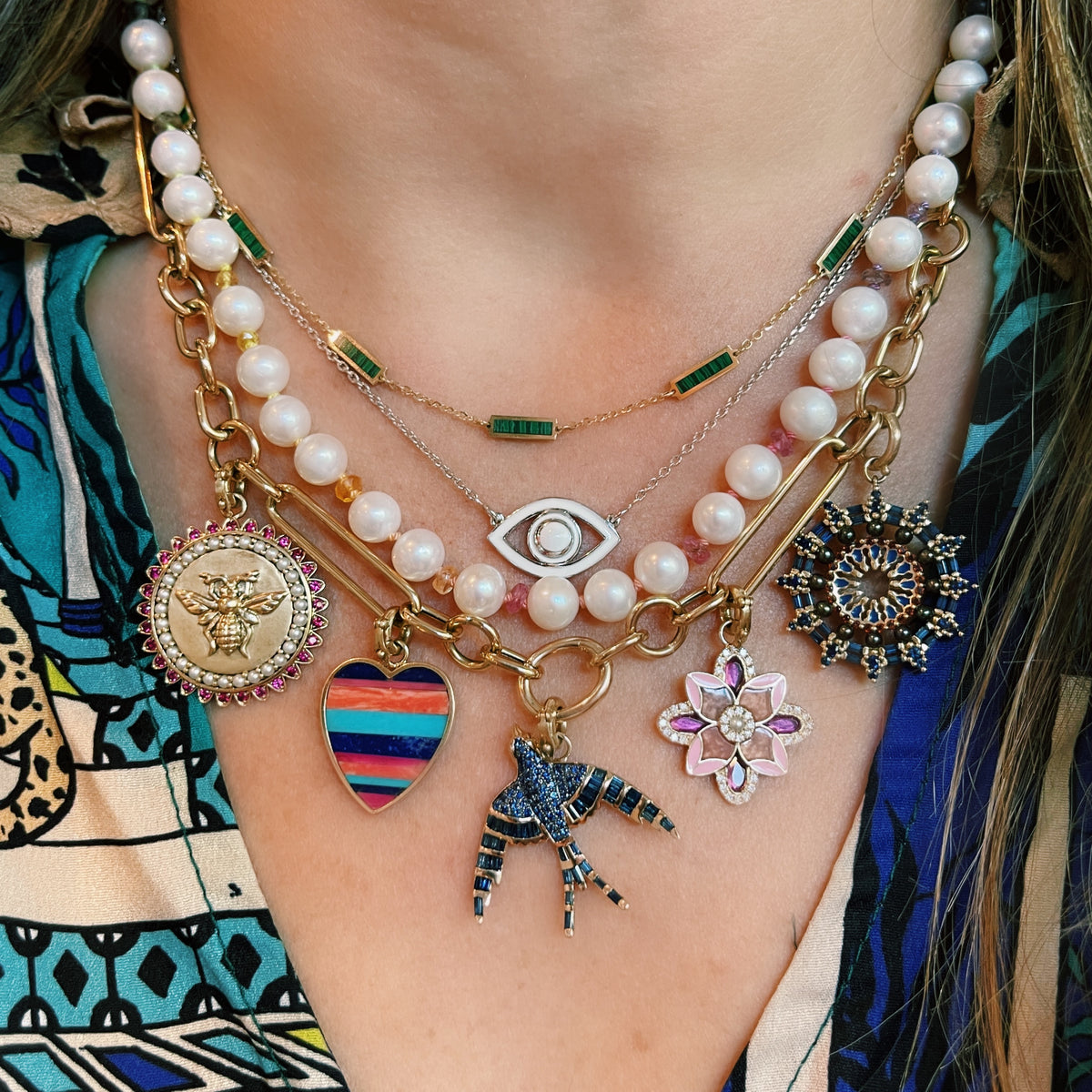 Evelyn Baguette Bird Charm Pendant