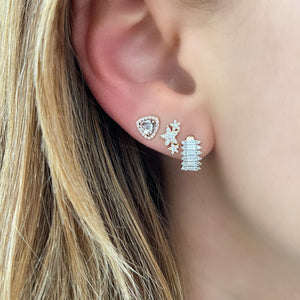 Pave Diamond Triple Star Stud Earrings