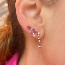 Sweet Pink Sapphire and Diamond Mushroom Stud Earrings