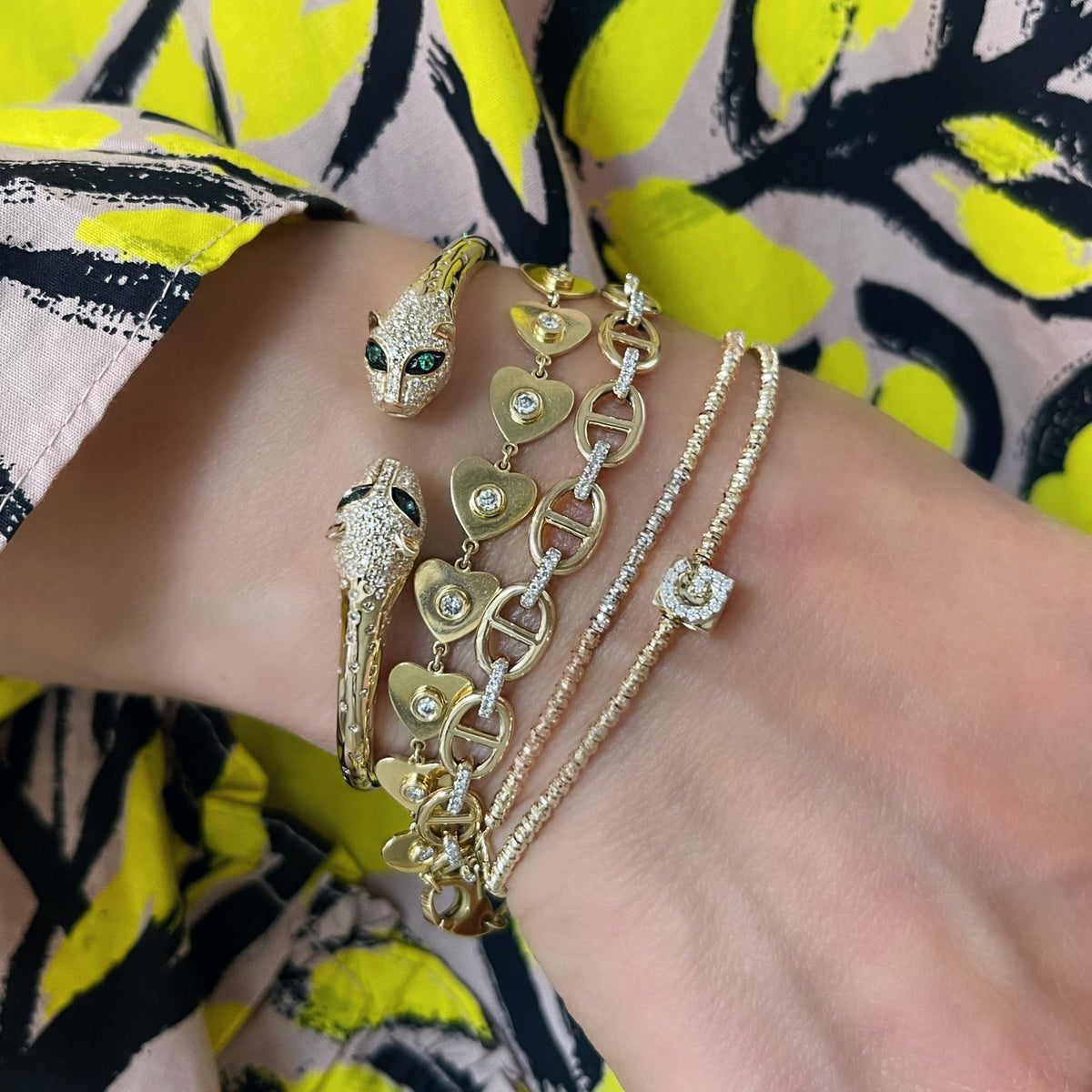 Gold & Diamond Mariner Link Chain Bracelet