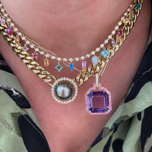 Diamond & Gemstone Drop Shaker Necklace