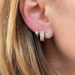Stack Baguette Wide Diamond Hoop Earrings