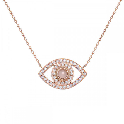 rose gold diamond evil eye necklace