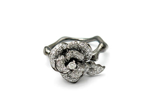 Pave Diamond Rose Flower Ring