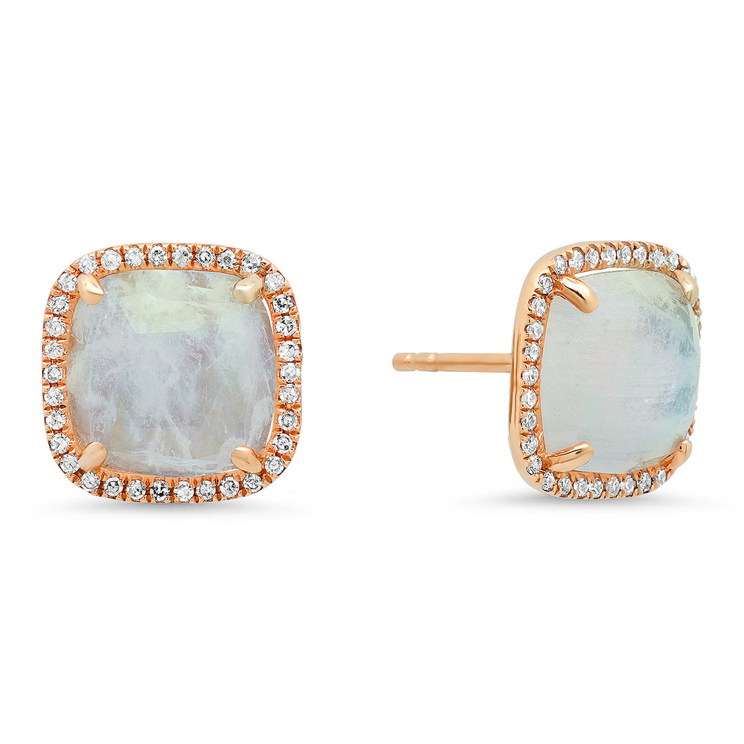 Oxidised Finish Moonstone Stud Earrings In Sterling Silver Design by V&A  Jewellers at Pernia's Pop Up Shop 2024