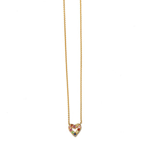 Multicolor Tiny Open Heart Necklace