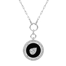Aebi Pear Diamond in Enamel & Diamond Medallion Pendant Necklace