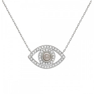 white gold diamond evil eye necklace
