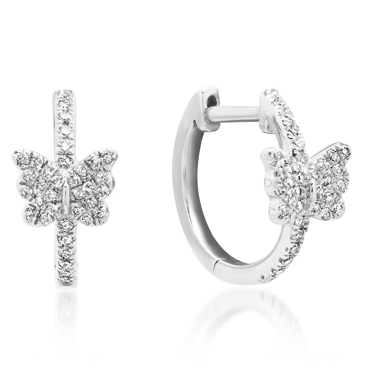 Diamond Butterfly Huggie Hoop Earrings
